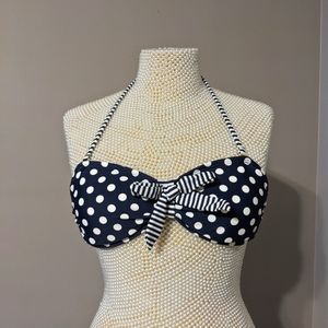 Navy polka dot bikini top